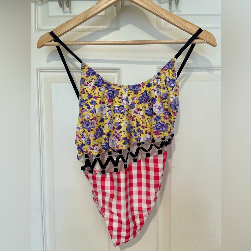 Jaded London Floral Checkered Swimsuit